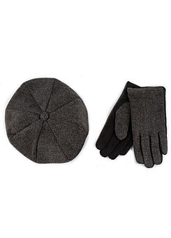 Totes Toasties Men’s Baker Bout Tweed Cap & Smartouch Glove Set