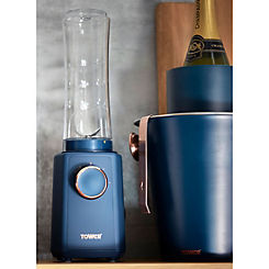 Tower Cavaletto Personal Blender with Tritan Smoothie Bottle T12060MNB - Midnight Blue and Rose Gold