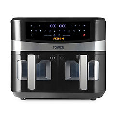 Tower Vortx Vizion 9L Dual Basket Air Fryer with 10 One-Touch Presets T17100 - Black