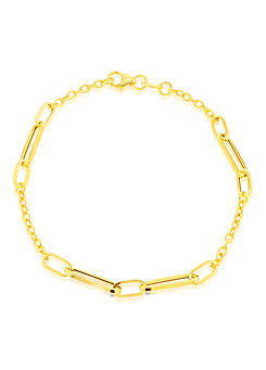 Tuscany Gold 9CT Yellow Gold Paper Link Station Bracelet