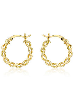 Tuscany Gold 9ct Gold Diamond Cut Twist Creole Hoop Earrings