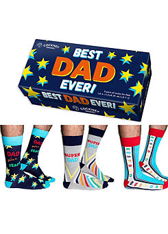 United Oddsocks Cockney Spaniel - Best Dad Ever! 3 Pairs of Socks for Dad