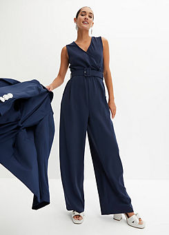 Wrap Sleeveless Belted Jumpsuit