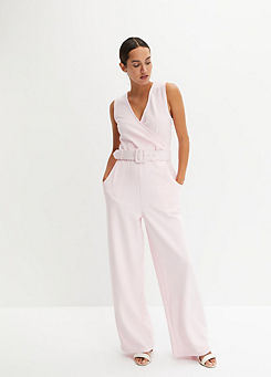 Wrap Sleeveless Belted Jumpsuit