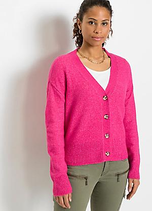 womans pink cardigan