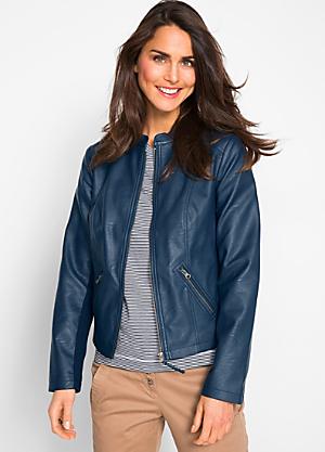 Faux navy 2025 leather jacket