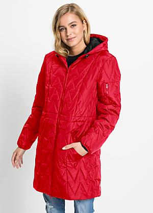red quilted coat