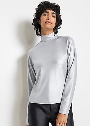 metallic mock neck top