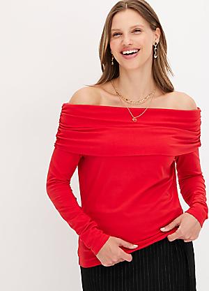 Red blouse off shoulder sale