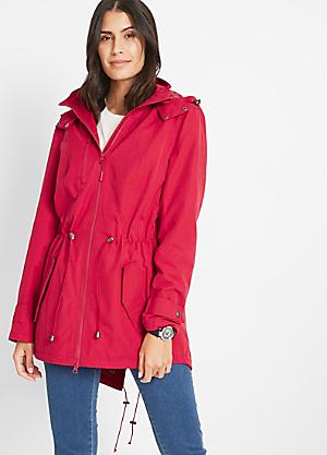 womens red hooded jacket