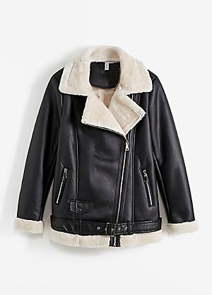 plus size leather aviator jacket