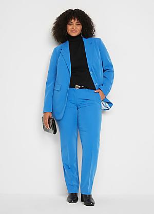 Bpc Bonprix Collection Women's Suit Trousers Uk 28 Blue Linen with