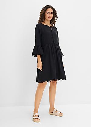 princess polly baby blue dress Yearnin - Puff-Sleeve V-Neck Embroidered Midi A-Line Tunic Dress main image 0