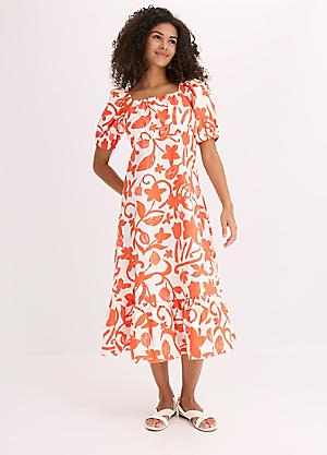 strapless open back dress Orange floral print 1960s girls vintage summer day dress  Candy Says  Vintage Clothing UK