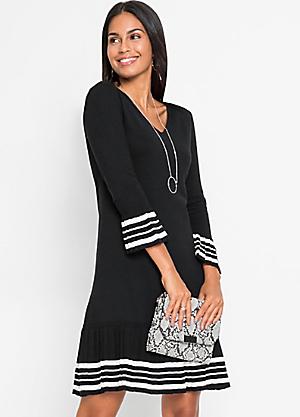 knee length dresses for ladies Ladies Side Split Ribbed Jumper Dress – Great Fashion main image 0