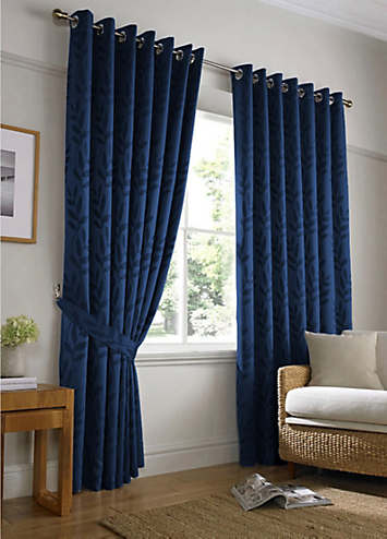 Alan Symonds Tivoli Jacquard Lined Pair Of Ring Top Eyelet Curtains ...