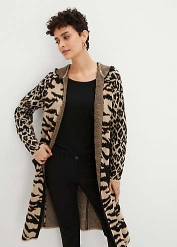 Leopard print 2025 hooded cardigan