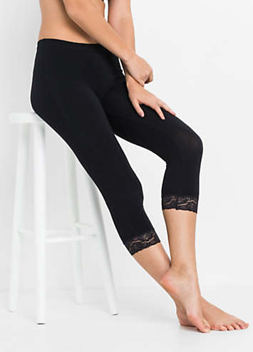 Black lace hotsell capri leggings