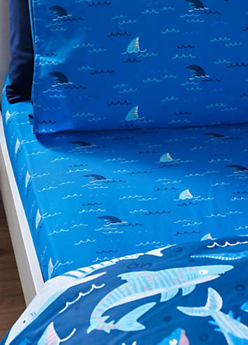 Catherine Lansfield Bettwäsche-Set „Jawsome Shark“ – Einzelbett, Wendbar, Aus Recyceltem Polyester