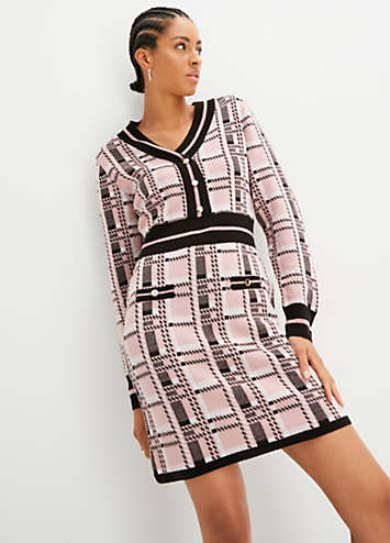 Checked Knit Dress by bonprix | bonprix