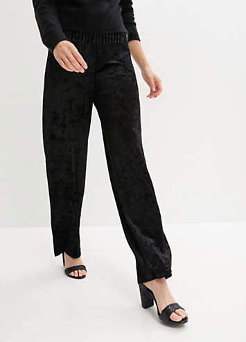 Shape White Crushed Velvet Wide Leg Trousers