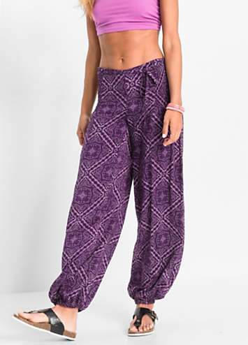 Purple Floral Harem Pants