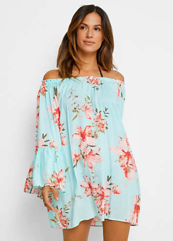 Off the shoulder hot sale long floral dress