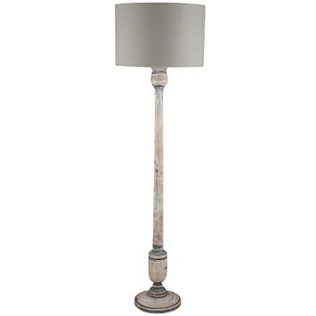 White Wash Mango Wood Floor Lamp Base, Grey Wooden Floor Lamp