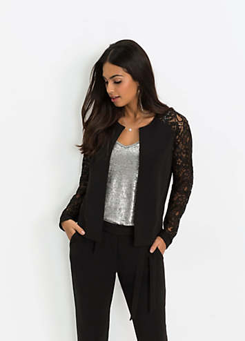 Black jacket on sale with lace sleeves