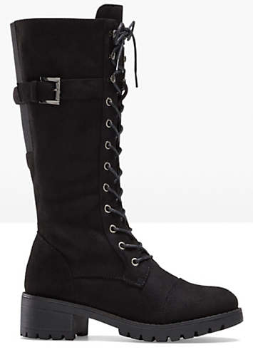 lace up calf length boots