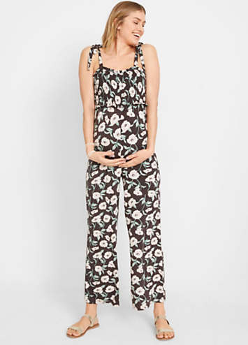 maternity floral jumpsuit