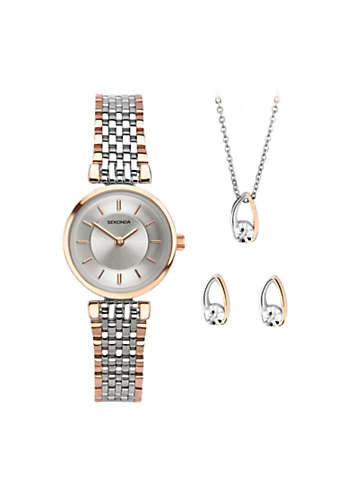 Sekonda Ladies Two Tone Rose Gold Stainless Steel Bracelet