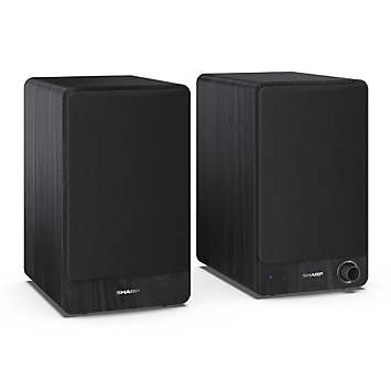 Sharp CP-SS30(BK) 2-Way Active Bookshelf Speakers with Bluetooth Audio ...