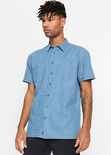 Denim shirt best sale with white shorts