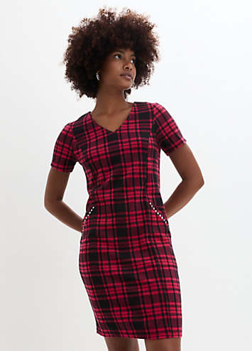 ワンピース AM1289 Becky check mini dress Short-Sleeve-Jersey-Check-Mini