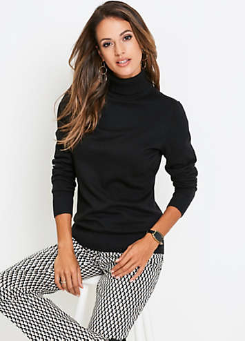 girls black polo neck jumper