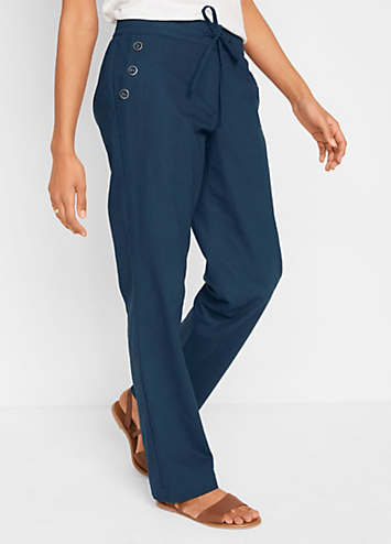 Wide Leg Linen Trousers by bonprix 