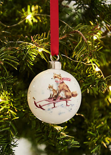 Royal Worcester Wrendale Designs Annual Christmas Post CeramicBauble Edizione Limitata 2023