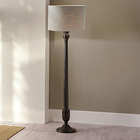 Black and store wood floor lamp