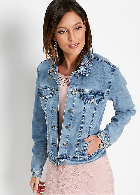 Floral Embroidered Denim Jacket by bonprix | bonprix