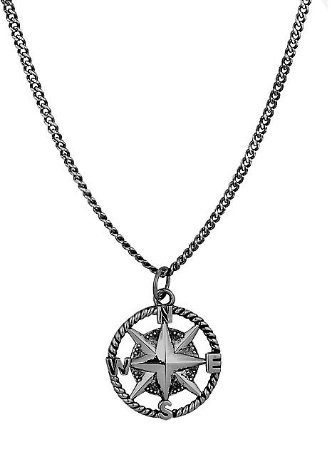 Mens silver compass on sale necklace