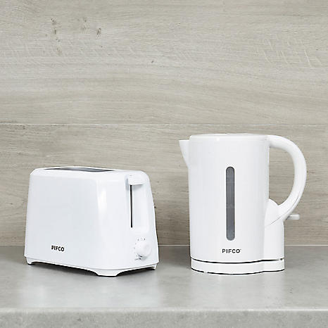 Cordless Kettle & Toaster Set White Electric 2-Slice Variable Browning  Control