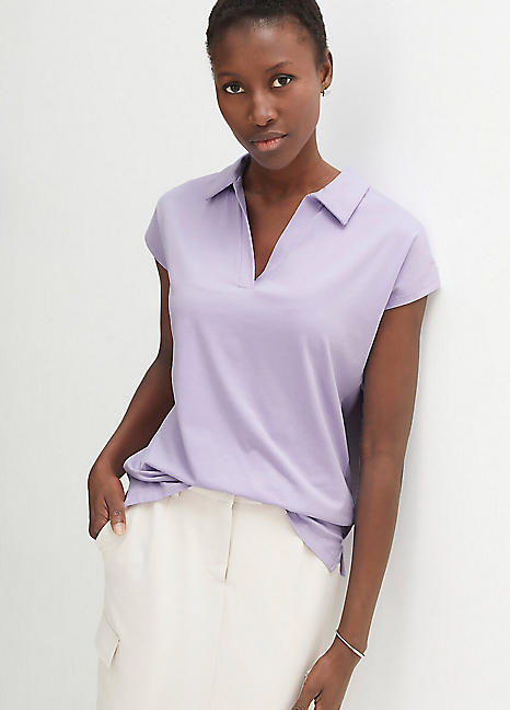 Jersey Open Collar Polo Shirt by bonprix bonprix