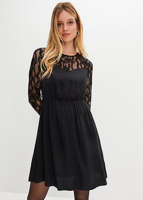 Black lace cheap smock dress