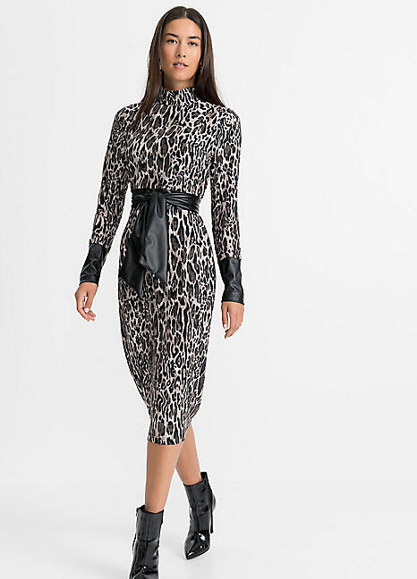 Leopard midi outlet dress