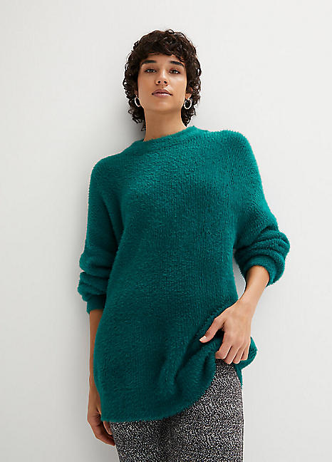 Mohair turtleneck sweater oversized -mossy green 