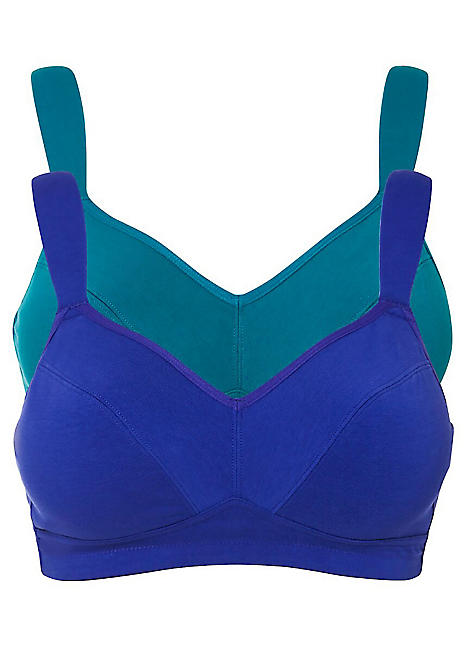 Pack of 2 Cotton Non Wired Moulded T-Shirt Bras by bonprix