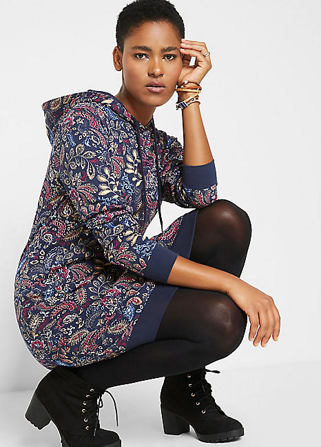 Paisley Print Hooded Sweatshirt Dress by bonprix bonprix