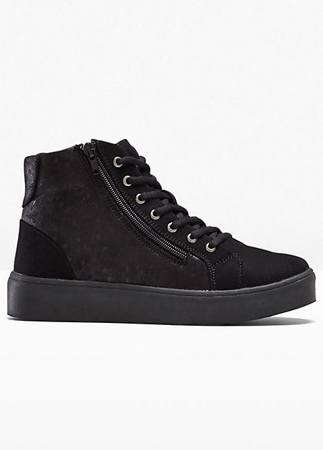 Ladies black cheap hi top trainers