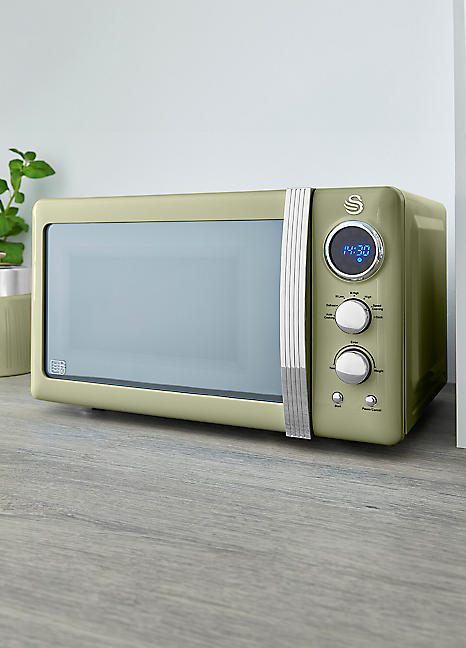 Swan SM22030GN Retro LED 20L Digital Microwave 800W Retro Green